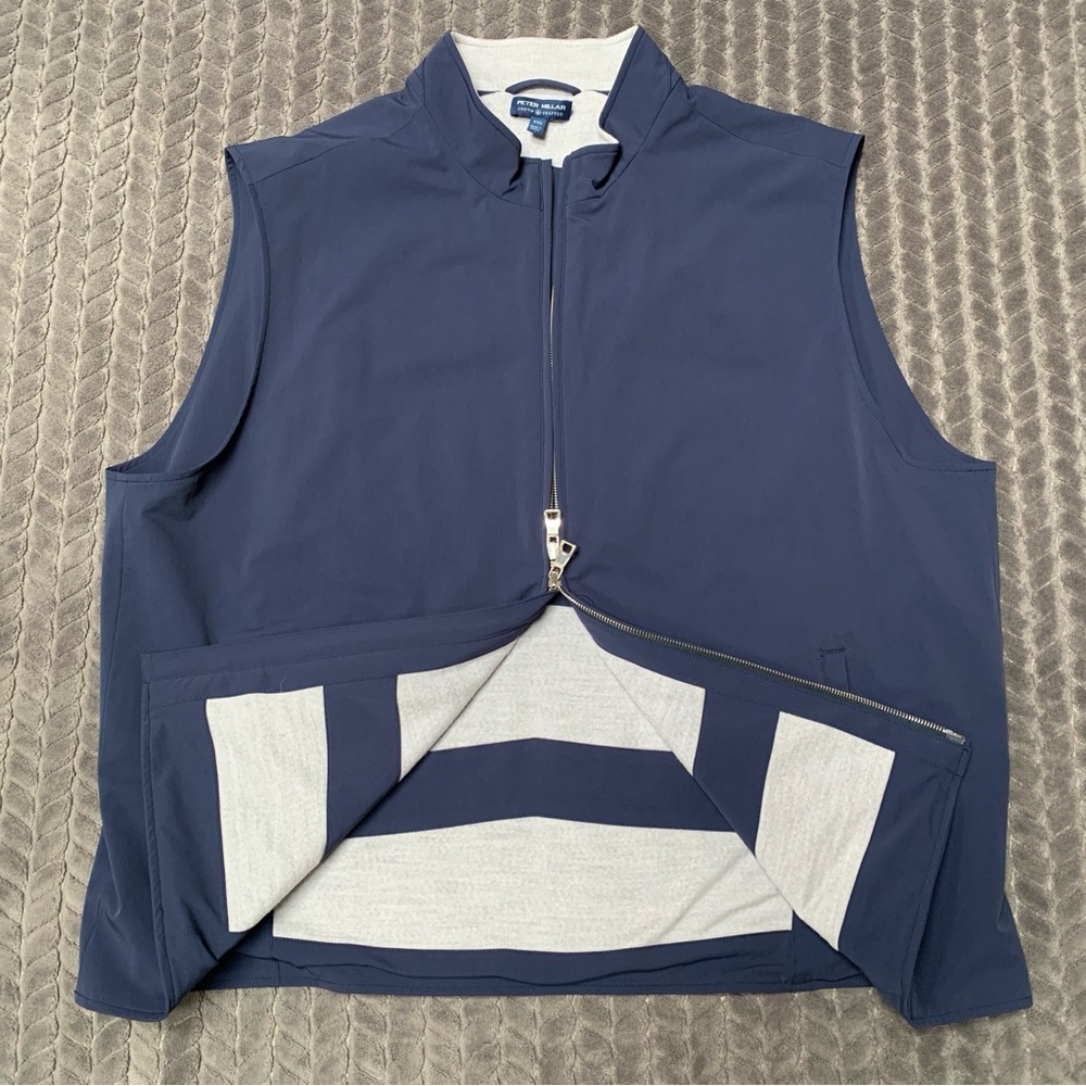 Peter Millar Vest Mens XXL 2XL Navy Blue Crown Crafted Jacket Full Zip Pockets
